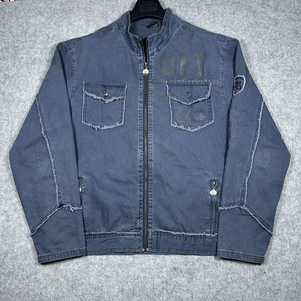 Vintage 90s Diesel x‎ Air Force Bomber Jacket Mens Size XL Navy Blue Patched AF